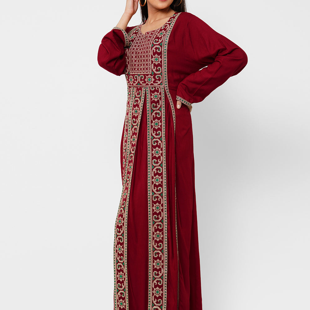 
                  
                    Casual Long Sleeve Boho-Chic in Maroon - Maxim Creation
                  
                