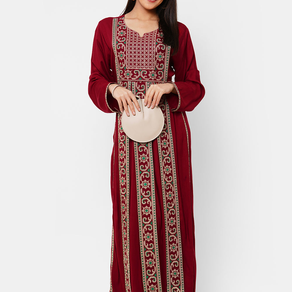 
                  
                    Casual Long Sleeve Boho-Chic in Maroon - Maxim Creation
                  
                