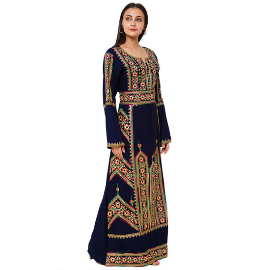 Floral Navy Blue Maxi Dress - Maxim Creation