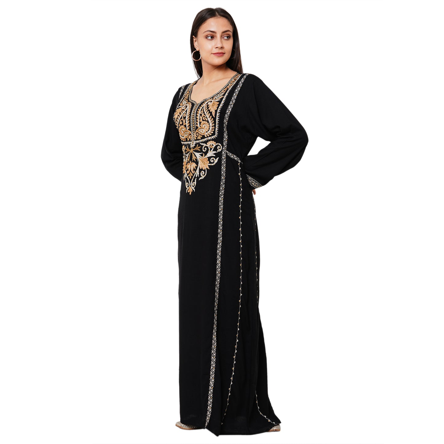 Embroidered Rayon Maxi Dress - Maxim Creation