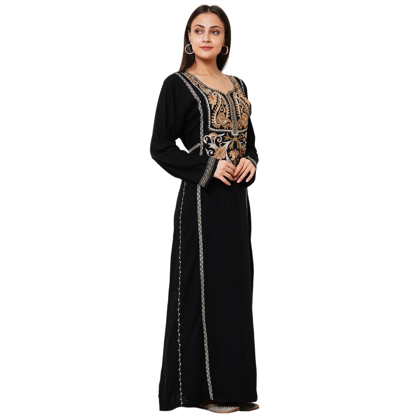 Embroidered Rayon Maxi Dress - Maxim Creation