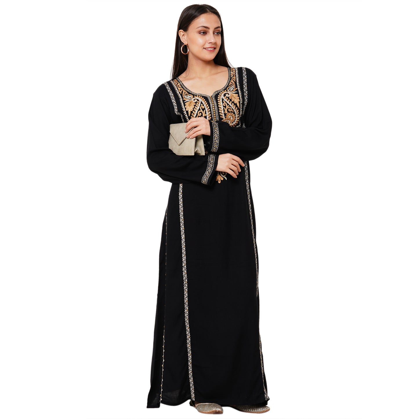 Embroidered Rayon Maxi Dress - Maxim Creation