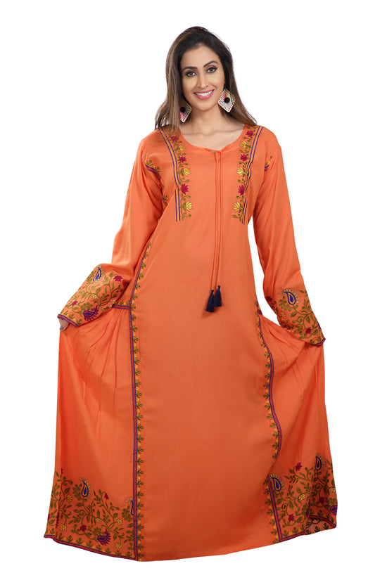 Kaftan Maxi With Multicolored Threadwork - Maxim Creation