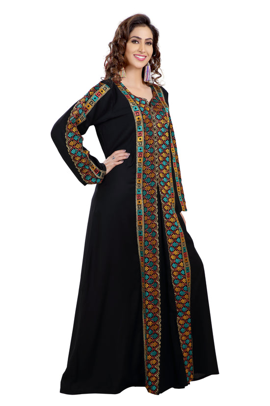 Multicolored Embroidered Farasha Luxe Gown - Maxim Creation