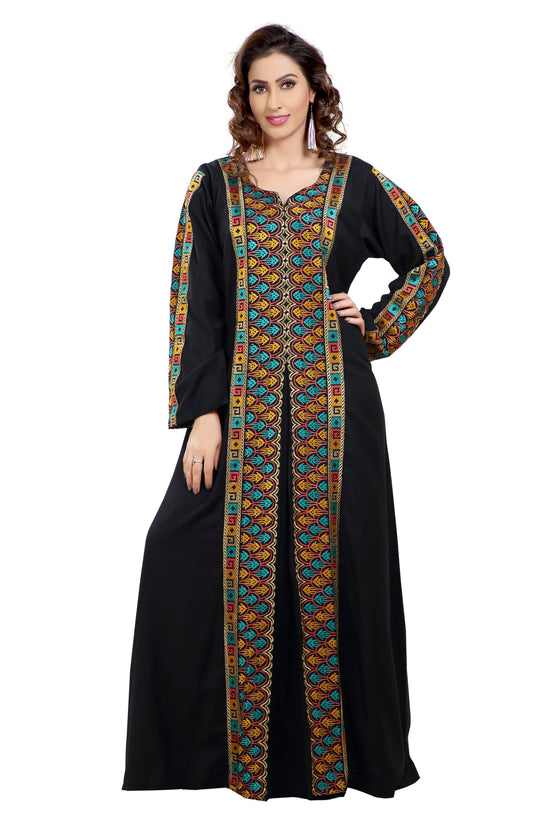 Multicolored Embroidered Farasha Luxe Gown - Maxim Creation