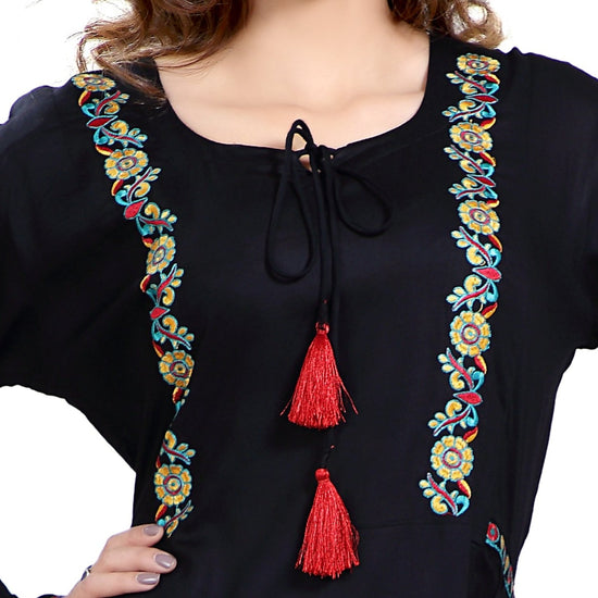 Traditional Threadwork Kaftan Black Gown - Maxim Creation