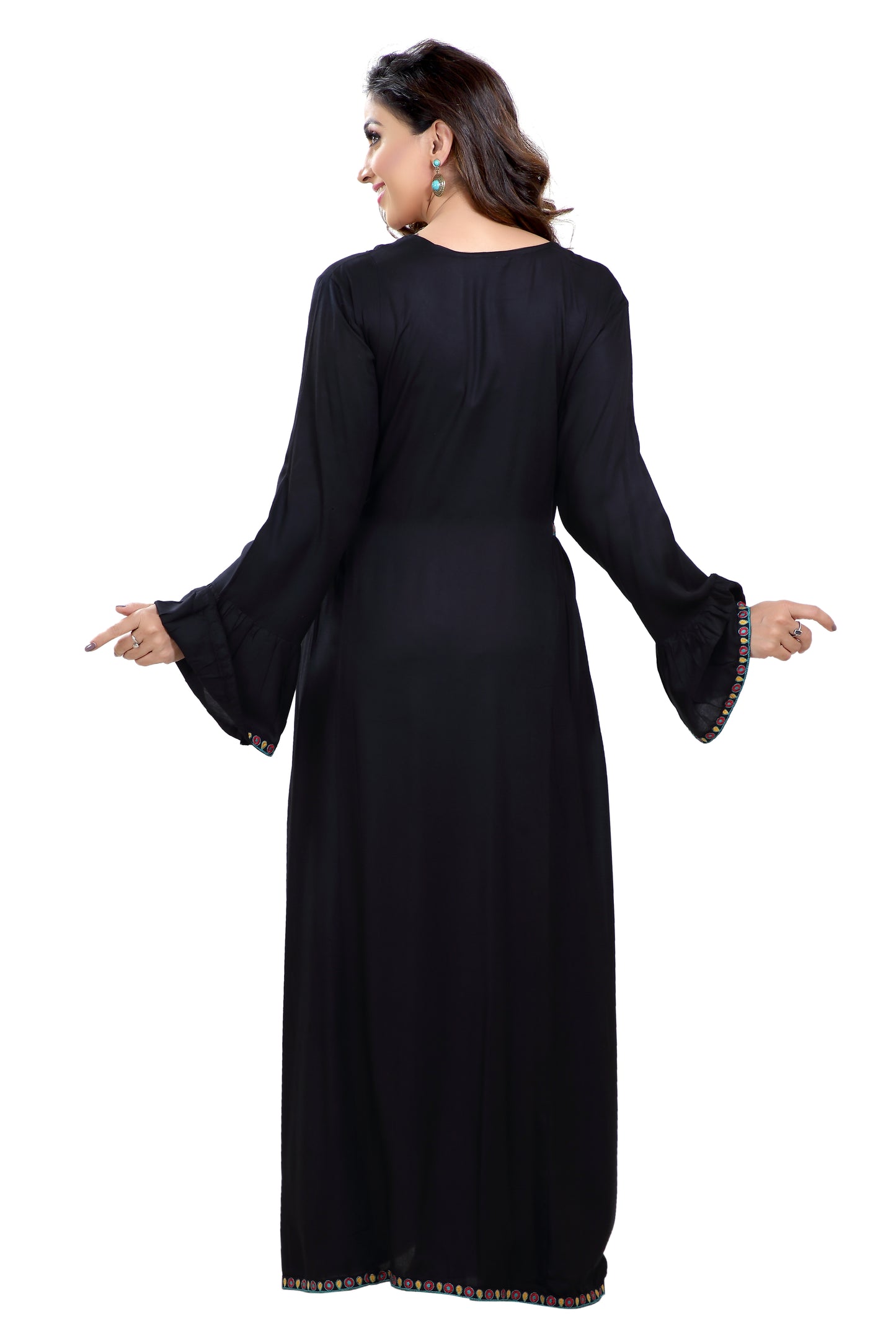 Traditional Threadwork Kaftan Black Gown - Maxim Creation