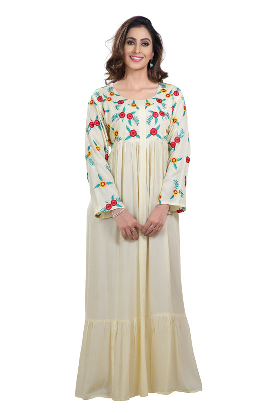 Long Maxi In Colorful Threadwork Embroidery - Maxim Creation