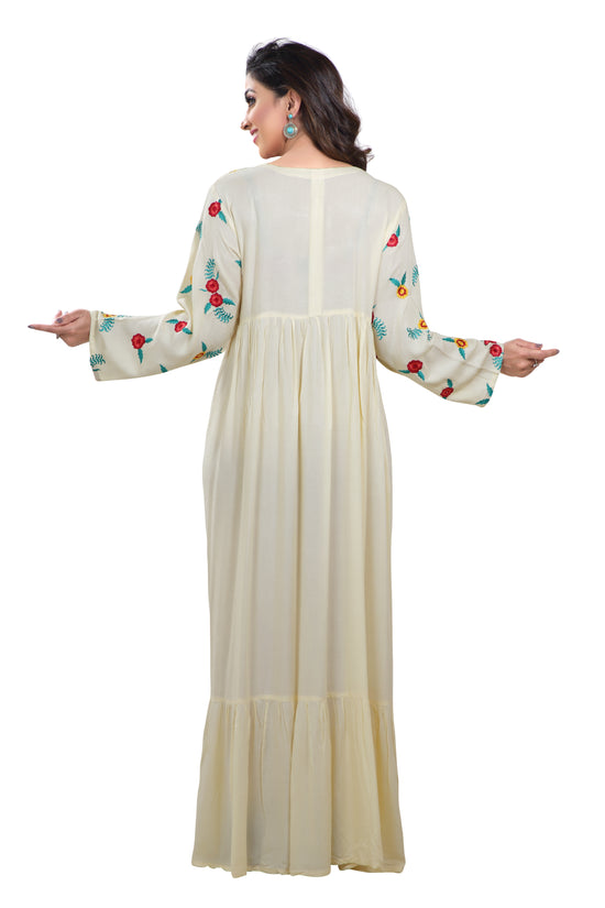 Long Maxi In Colorful Threadwork Embroidery - Maxim Creation