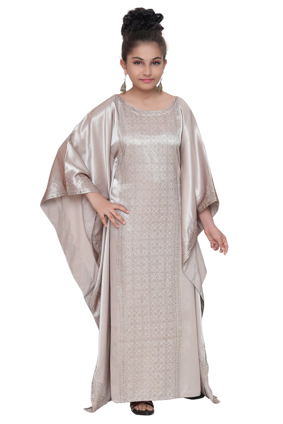 Arabian Beige Color Satin Dress - Maxim Creation