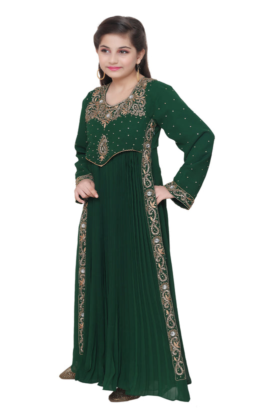 Floral Embroidered Caftan For Kids - Maxim Creation