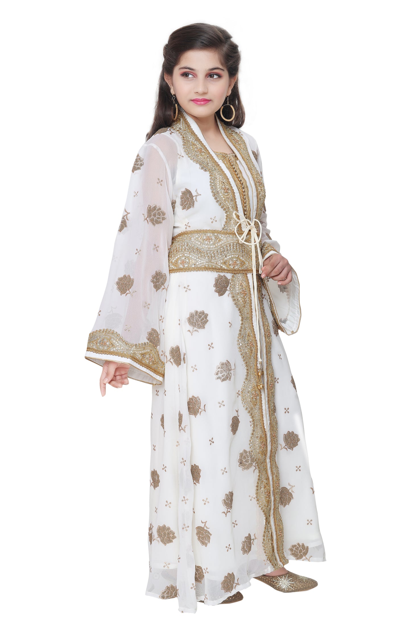 Arabian Kaftan Golden Embroidered Dress - Maxim Creation