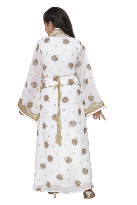 Arabian Maxi Self Printed Fabric Dress For Kids - Maxim Creation