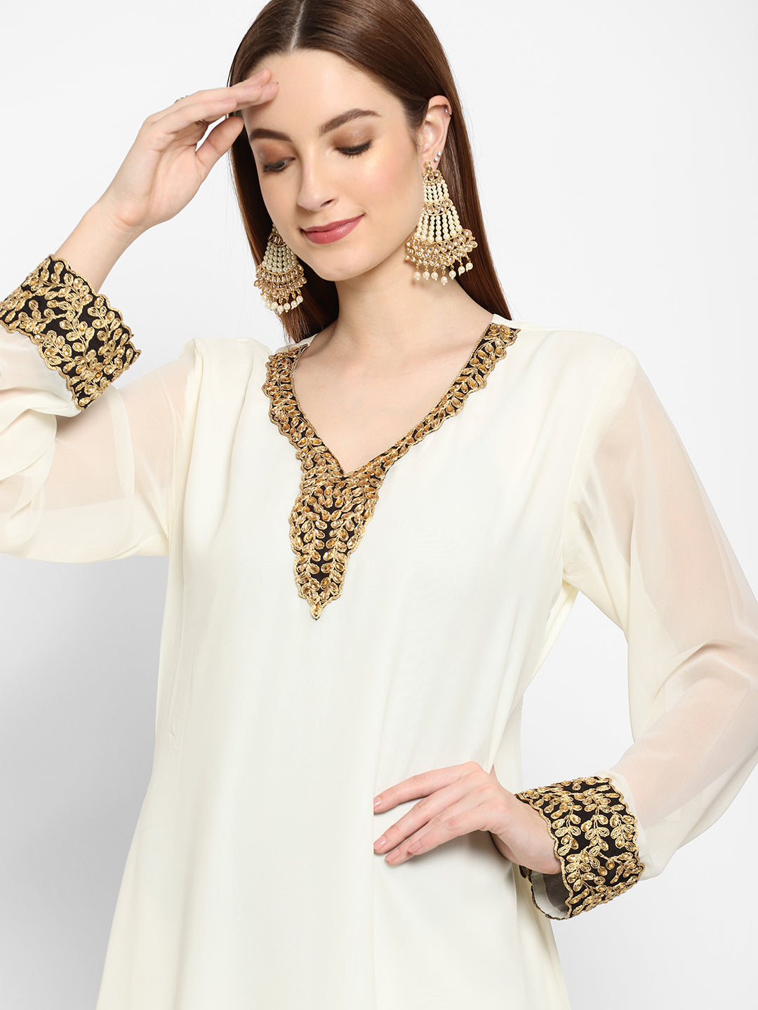 Henna Party Wear Embroidered Gown - Maxim Creation