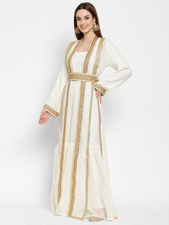 Embroidered Maxi With Lace Work - Maxim Creation