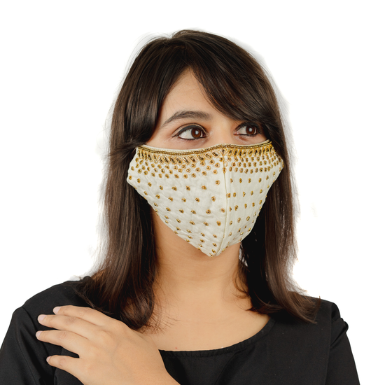 POLKA DOT Embroidered Face Mask (Pack of 1 set in 6 colours) - Maxim Creation