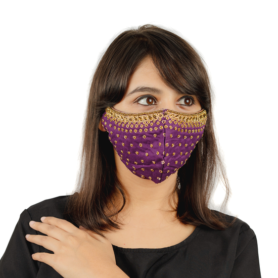 POLKA DOT Embroidered Face Mask (Pack of 1 set in 6 colours) - Maxim Creation