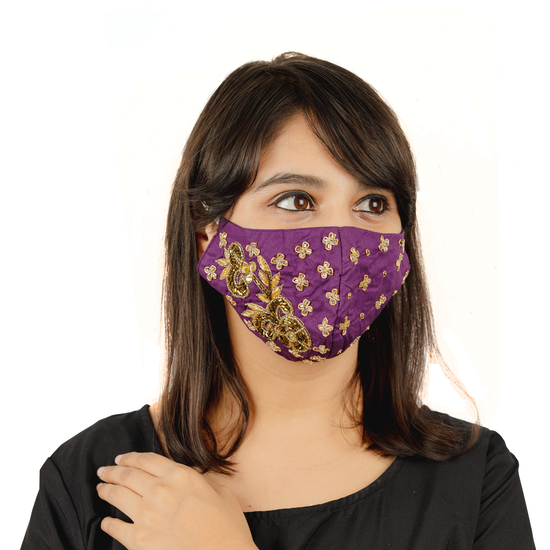 Floral Embroidery Cotton Face Mask (1 Style X 6 colours) - Maxim Creation