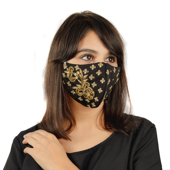 Floral Embroidery Cotton Face Mask (1 Style X 6 colours) - Maxim Creation