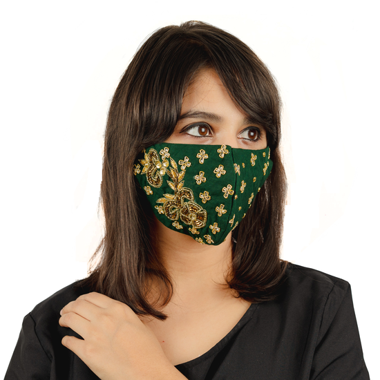 Floral Embroidery Cotton Face Mask (1 Style X 6 colours) - Maxim Creation