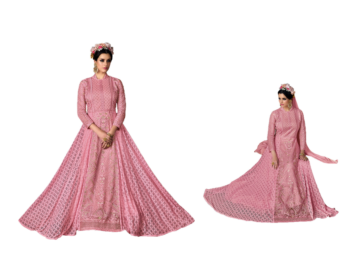 Pink Indian Wedding Gown Traditional Sharara 105 - Maxim Creation