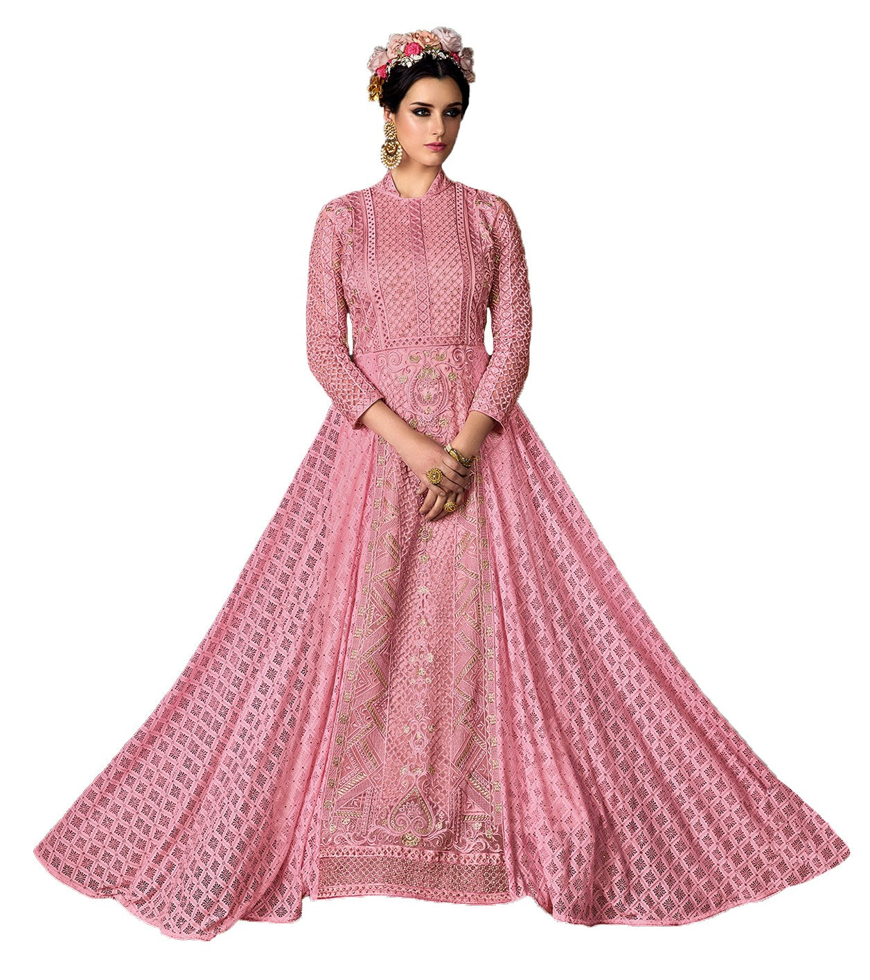 Pink Indian Wedding Gown Traditional Sharara 105 - Maxim Creation