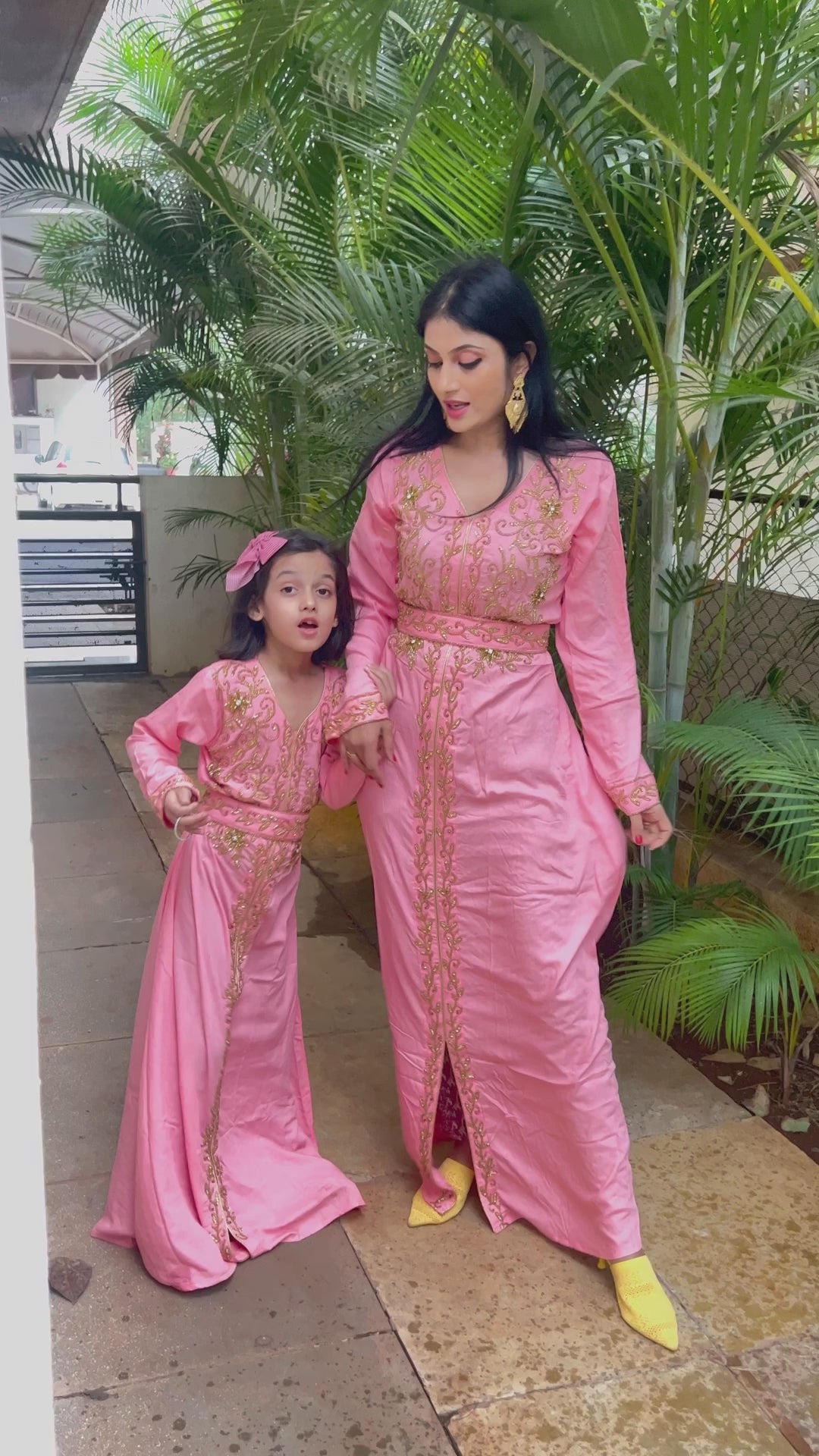 Children's Weddingwear Pink Designer Jalabiya Evening Dress